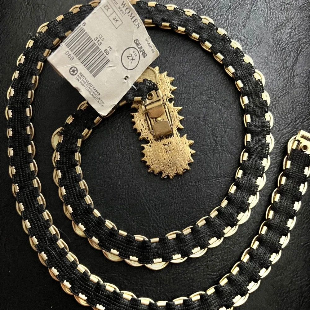 Vintage Sears Gold Sunflower Coin Stretch Belt Women Size 2X Cottagecore